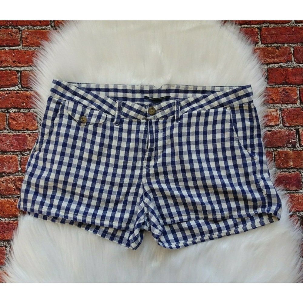 Lucky Brand Women's Gingham Shorts Cotton Linen Casual Boyfriend Lightweight 32